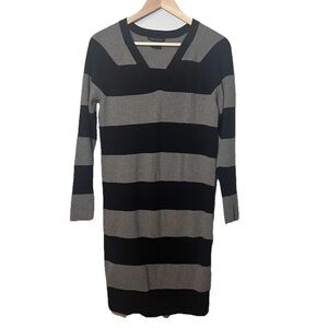 A|X Armani Exchange Sweater Dress Women’s XL Black Gray Striped - Casual Office